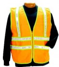 2W Orange Vest / Green Trim Class-1 Safety Vest