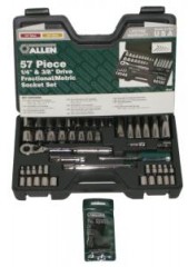 Allen 57PC 1/4" & 3/8" Drives SAE/Metric Socket Set