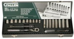 Allen 22pc 3/8"Dr Metric Deep & Regular Socket Set