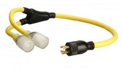Coleman Cable 3' 12/4 STOW "Y" L14-20P to 12/3 2 Lighted L5-20R