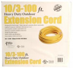 Coleman Cable 10/3 100' Yellow Contractor Extension Cord w/ Lighted End