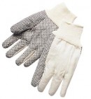 10oz Heavy Duty Cotton Canvas Gloves w/ Black PVC Dots (12 Pairs)