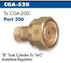 Western Brass Cylinder Adaptor CGA-520 to CGA-300