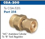 Western Brass Cylinder Adaptor CGA-200 to CGA-520
