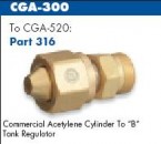 Western Brass Cylinder Adaptor CGA-300 to CGA-520