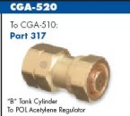 Western Brass Cylinder Adaptor CGA-520 to CGA-510