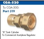 Western Brass Cylinder Adaptor CGA-520 to CGA-300