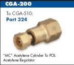 Western Brass Cylinder Adaptor CGA-200 to CGA-510
