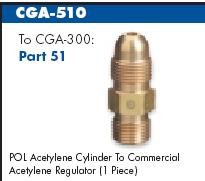Western Brass Cylinder Adaptor CGA-510 to CGA-300