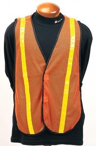 Nylon Orange Blaze Mesh Vest w/Yellow Ref. Stripe (120 Vests)