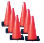 28" Orange Wide Body Traffic Safety Cones (6 Cones)