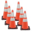 36" Orange Wide Body Traffic  Cones w/Ref. Collars (6 Cones)