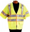 2W Class 3 Lime Green Safety Vests - Zipper Front Closure