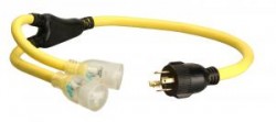 Coleman Cable 3' 10/4 STOW "Y" L14-30P to 10/3 2 Lighted 5-20R 