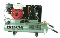 Hitachi 5-1/2 HP Gas Twin Tank Air Compressor, Oil Lubricated