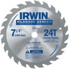Irwin 7-1/4" 24t Carbide Circular Saw Blade