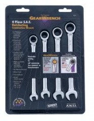4PC SAE Ratcheting Combination Wrench Set  (3/8" to 9/16")