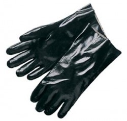 12" Gauntlet Smooth Finish Black PVC Single Dipped Gloves  (12 Pairs)