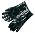 12" Gauntlet Smooth Finish Black PVC Single Dipped Gloves (12 Pairs)