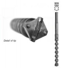 1-1/4" x 21" Quad Tip SDS-Max Drill Bit