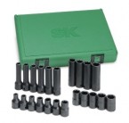 SK 22PC 1/2"Dr 6pt Standard And Deep Metric Impact Socket Set