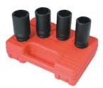 Sunex 4PC 1/2" Dr. Deep Metric Spindle Nut Impact Socket Set 6-Point