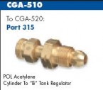 Western Brass Cylinder Adaptor CGA-510 to CGA-520